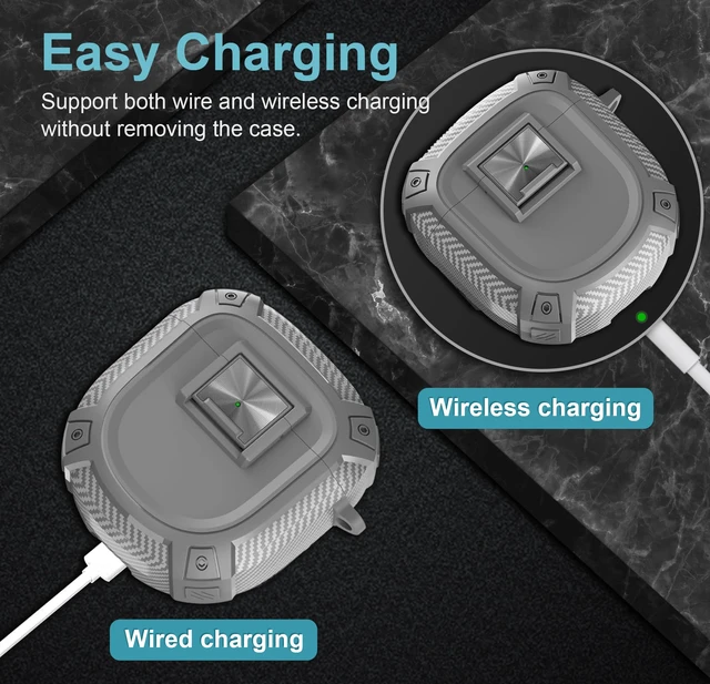 Alt view image 4 of 7 - Case for Bose QuietComfort Ultra Earbuds (2023) / Bose QuietComfort Earbuds II (2022), Shockproof Protective Cover for Bose QC Ultra Earbuds Case with Secure Lock and Carabiner (Gray)