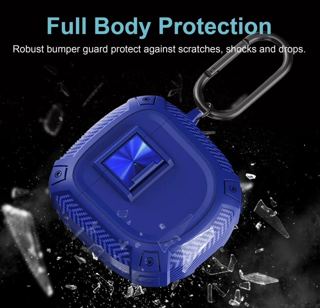 Alt view image 2 of 7 - Case for Bose QuietComfort Ultra Earbuds (2023) / Bose QuietComfort Earbuds II (2022), Shockproof Protective Cover for Bose QC Ultra Earbuds Case with Secure Lock and Carabiner (Blue)