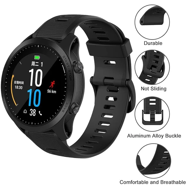 Alt view image 5 of 5 - Waterproof Band Compatible with Forerunner 945/935 Watch Band Soft Silicone Breathable Sports Adjustable Replacement Wristbands for Women Men, Black