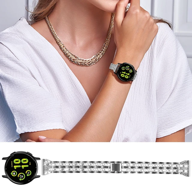 Alt view image 7 of 7 - 18mm Bling Metal Compatible with Garmin Venu 4 41mm Watch Band/Venu 3S 41mm/Vivoactive 4S/Vivomove 3S/Venu 2S/Forerunner 255S 265S, Metal Rhinestone Bling Bracelet Wristband for Women Men