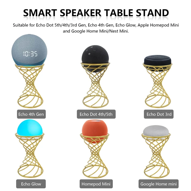 Alt view image 2 of 7 - Smart Speaker Table Stand Decorative Holder for Echo Dot 3rd/4th/5th Gen, Echo 4th/5th Gen, Echo Glow, Apple Homepod Mini and Google Home Mini/Nest Mini (Golden Yellow)