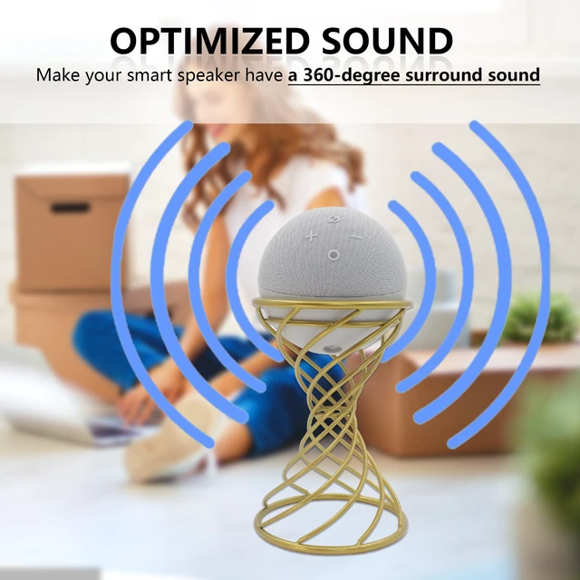 Alt view image 3 of 7 - Smart Speaker Table Stand Decorative Holder for Echo Dot 3rd/4th/5th Gen, Echo 4th/5th Gen, Echo Glow, Apple Homepod Mini and Google Home Mini/Nest Mini (Golden Yellow)