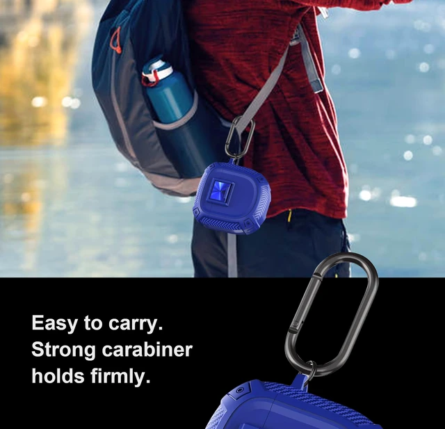 Alt view image 6 of 7 - Case for Bose QuietComfort Ultra Earbuds (2023) / Bose QuietComfort Earbuds II (2022), Shockproof Protective Cover for Bose QC Ultra Earbuds Case with Secure Lock and Carabiner (Blue)
