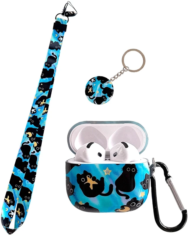 Main image of Cute Cat Design Air Pod 4th Generation 2024 with Cat Lanyard KeychainUnique IMD Process TPU Soft Air Pod 4th Case