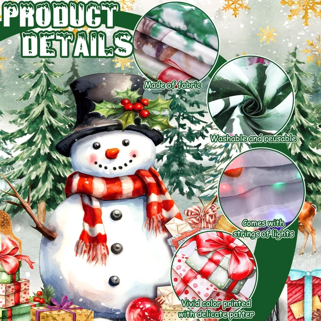 Alt view image 4 of 6 - LED Christmas Snowman Garage Door Cover Banner, 7x8 ft Holiday Decor Winter Forest Scene Garage Door Decor, Reindeer Fabric Backdrop for Garage and Outdoor Walls, Festive Holiday Decoration