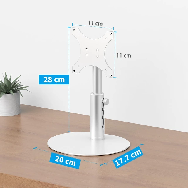 Alt view image 2 of 7 - Adjustable Height Stand Compatible with Echo Show 21/15 (1st/2nd Gen) Tiltable, 4 Height Levels for Flexible Viewing, Wide Base for Stable Support, Sturdy Aluminum Stand, Easy Assembly, Silver