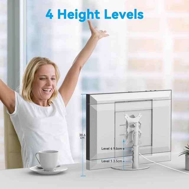 Alt view image 3 of 7 - Adjustable Height Stand Compatible with Echo Show 21/15 (1st/2nd Gen) Tiltable, 4 Height Levels for Flexible Viewing, Wide Base for Stable Support, Sturdy Aluminum Stand, Easy Assembly, Silver