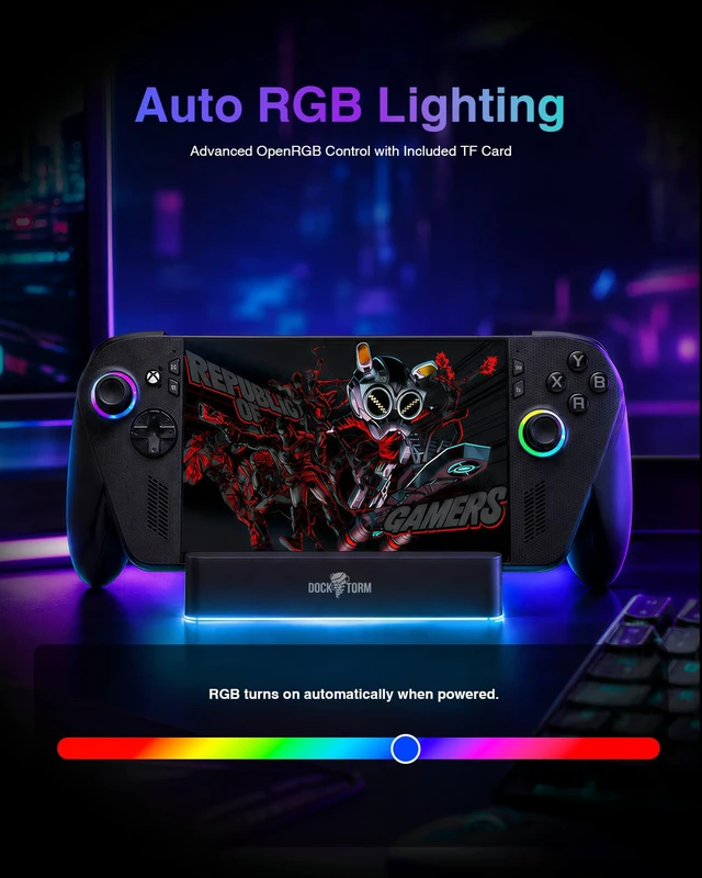 Alt view image 6 of 7 - 11-in-1 RGB Docking Station for ROG Xbox Ally/ROG Ally X/ROG Ally 4K@120Hz HDMI, 140W PD Input, Gigabit Ethernet, 10Gbps USB, SD/TF Card Slots, Compatible with Steam Deck, Legion Go, MSI Claw