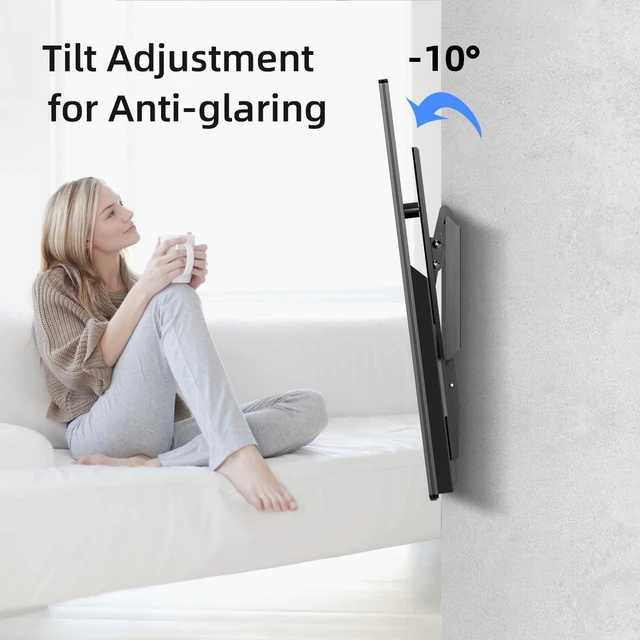 Alt view image 3 of 6 - Tilt TV Wall Mount for Most 26-65 inch LED, LCD and Plasma TV, Max 400x400mm VESA and 99lbs Load Capacity, Fits Studs 16" Apart, Low Profile