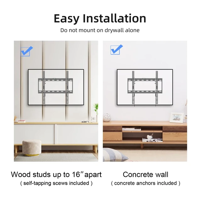 Alt view image 5 of 6 - Tilt TV Wall Mount for Most 26-65 inch LED, LCD and Plasma TV, Max 400x400mm VESA and 99lbs Load Capacity, Fits Studs 16" Apart, Low Profile
