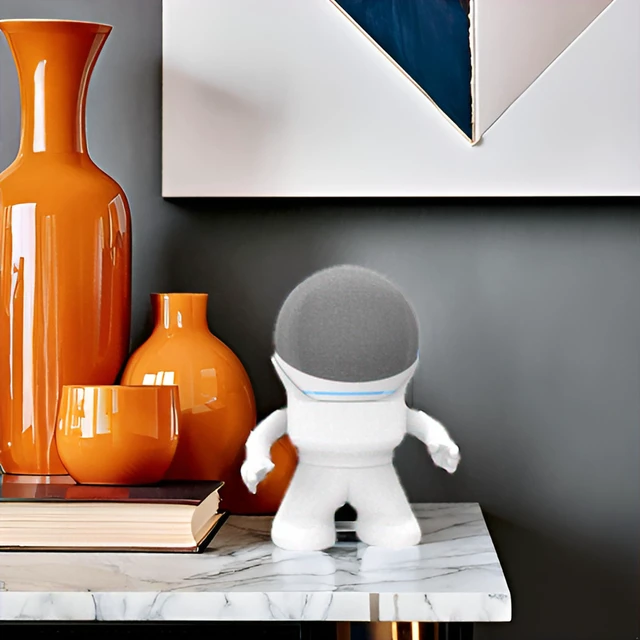Alt view image 2 of 7 - Alexa Smart Speaker Echo Dot 4th or 5th Gen Desktop Stand Stand Mr. Bill (White)