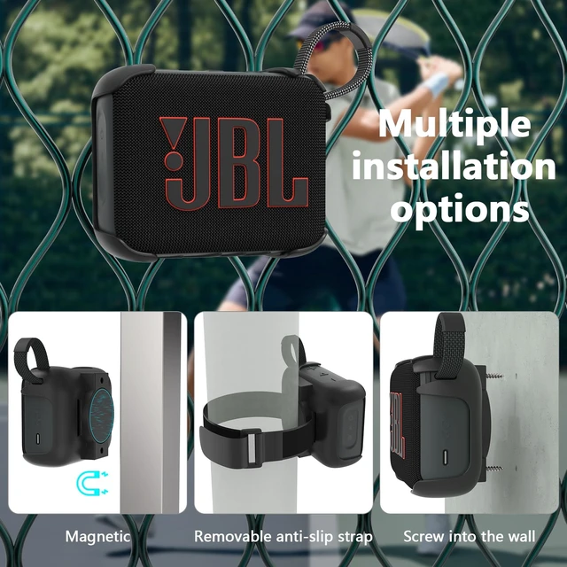 Alt view image 2 of 7 - Shockproof Magnetic Case Holder for JBL GO 4 Speaker, with Anti-Slip Strap,3 in 1 Mount for Refrigerator, Bicycle, Golf Cart, Pole, Motorcycle, RV, ATV, Wall, etc