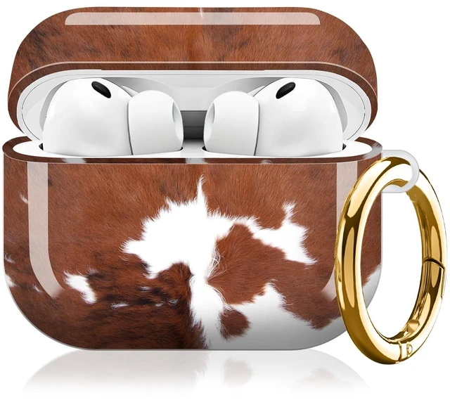 Main image of Compatible with AirPod Pro 3 (2025),Cute Case Cover for Women & Men, Full Protection Shockproof Hard Case with Keychain, Wireless Charging Case Accessories(Cow Hide)