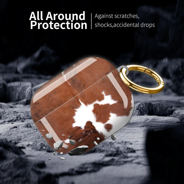 Alt view image 4 of 6 - Compatible with AirPod Pro 3 (2025),Cute Case Cover for Women & Men, Full Protection Shockproof Hard Case with Keychain, Wireless Charging Case Accessories(Cow Hide)