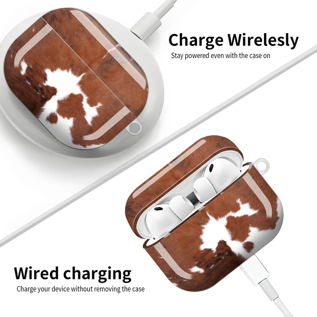 Alt view image 5 of 6 - Compatible with AirPod Pro 3 (2025),Cute Case Cover for Women & Men, Full Protection Shockproof Hard Case with Keychain, Wireless Charging Case Accessories(Cow Hide)