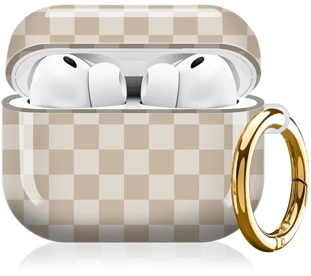 Main image of Compatible with AirPod Pro 3 (2025),Cute Case Cover for Women & Men, Full Protection Shockproof Hard Case with Keychain, Wireless Charging Case Accessories(Khaki Checkerboard)