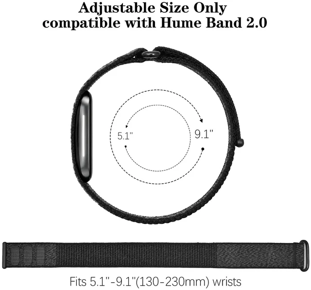 Alt view image 7 of 7 - Nylon Wristband Compatible with Hume Band 2.0 Soft Breathable Hook-and-Loop Adjustable Sport Replacement Strap for Women Men