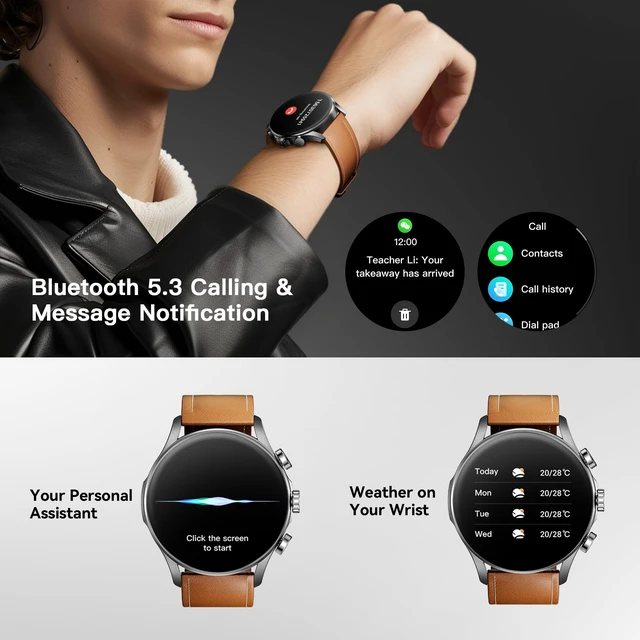 Alt view image 4 of 7 - Smart Watch for Men Women, Compatible with Android & iPhone, 1.43" AMOLED Screen Fitness Tracker with Answer/Make Calls, IP68 Waterproof Heart Rate/Sleep/SpO2 Monitor, 100+ Sports Modes