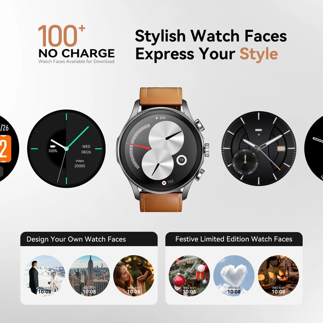 Alt view image 3 of 7 - Smart Watch for Men Women, Compatible with Android & iPhone, 1.43" AMOLED Screen Fitness Tracker with Answer/Make Calls, IP68 Waterproof Heart Rate/Sleep/SpO2 Monitor, 100+ Sports Modes