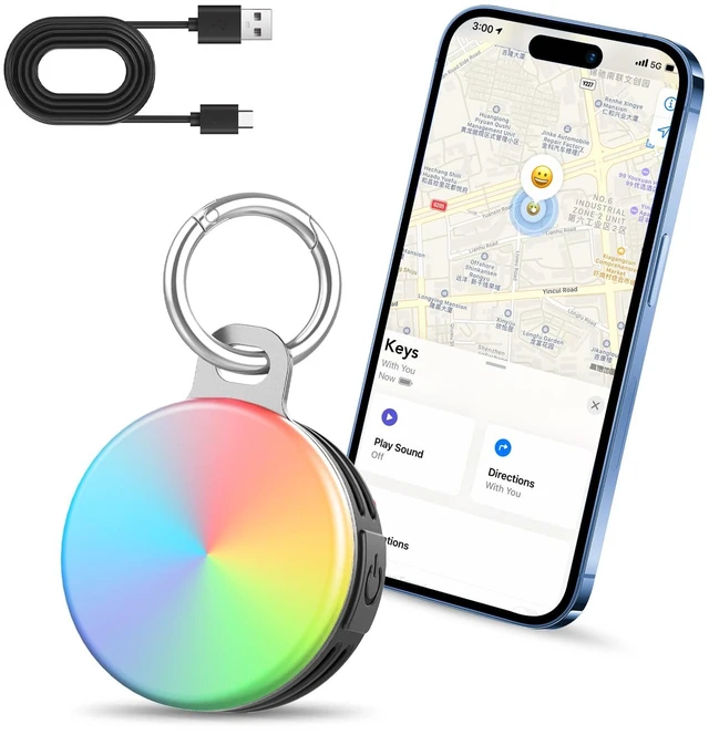 Main image of 2-in-1 Air Tracker Tags-1Pack, Bluetooth Tracker Works with Apple Find My APP (iOS Only), 4 Modes LED Light Item Finder for Night Walking/Cycling, USB-C, Item Locator for Luggage/Keys/Suitcase