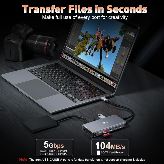 Alt view image 5 of 7 - USB C Docking Station Dual Monitor for Laptop, 10-in-1 2 HDMI Dock Computer Docking Station with 4K HDMI, 2 USB-C, 3 USB-A, 100W PD, SD/Micro SD, USBC Hub Multiport Adapter for HP, Dell