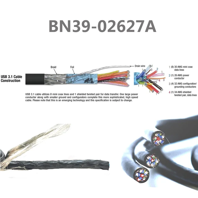 Alt view image 7 of 7 - Video Cable BN39-02627A for SamsungTV Neo QLED 8K SmartTV Model QN95A, QN700A, QN800A, QN900A, 1FT(30CM), Black, NOT fit Frame TV