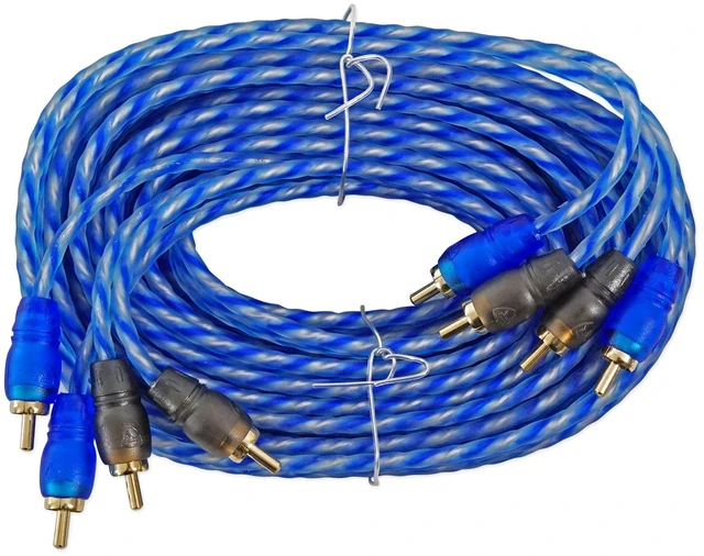 Main image of RTR174 17 Foot 4 Channel Twisted RCA Cable Pair, 100% Copper Split Pin Connectors, Oxygen Free, Noise Rejection, Color Coded Channels, High Grade Audiophile Interconnect, Triple Shielded