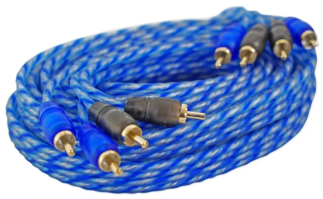 Alt view image 6 of 7 - RTR174 17 Foot 4 Channel Twisted RCA Cable Pair, 100% Copper Split Pin Connectors, Oxygen Free, Noise Rejection, Color Coded Channels, High Grade Audiophile Interconnect, Triple Shielded