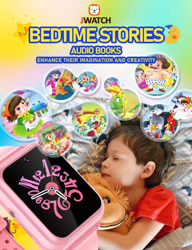Alt view image 4 of 7 - Kids Smart Watch Phone Sos with 10 Stories 24 Puzzle Games Pedometer Alarm Clock Kids Watches Toys for 6 7 8 9 10 11 12 Boys Girls Gift for Birthday Christmas