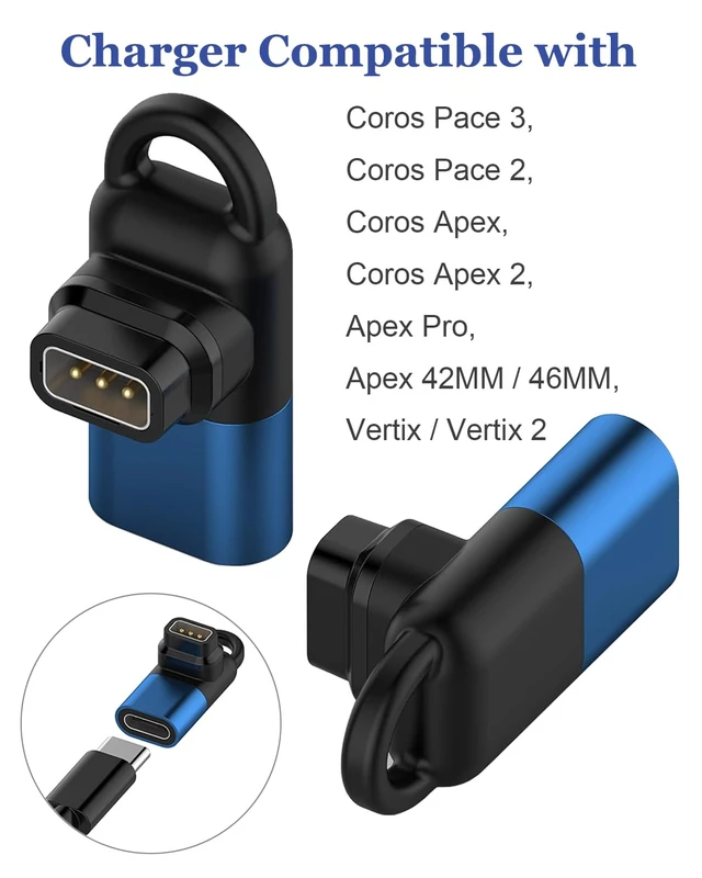 Alt view image 2 of 5 - Portable Charger for Coros Pace 3/Pace 2/Apex 2/Vertix Smartwatch, USB C to Coros Watch Charging Cable Adapter (2Pack)