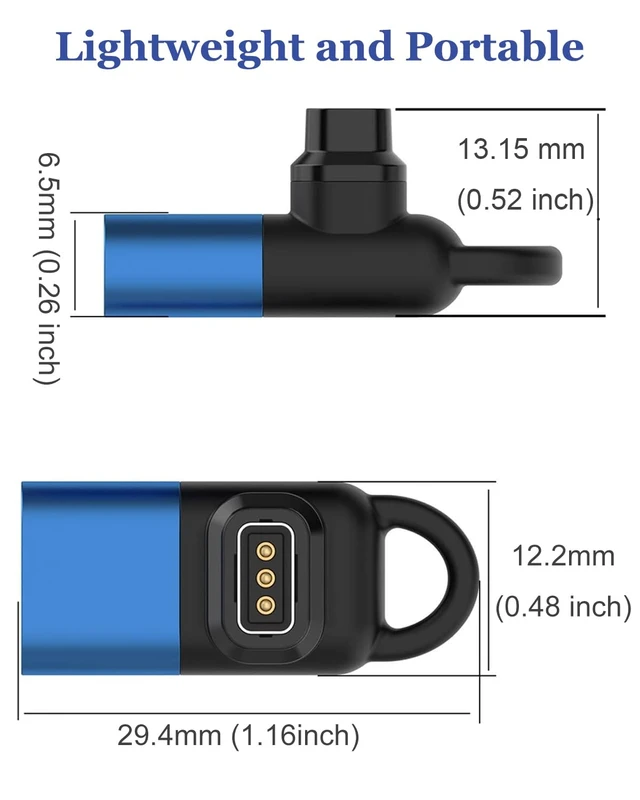 Alt view image 4 of 5 - Portable Charger for Coros Pace 3/Pace 2/Apex 2/Vertix Smartwatch, USB C to Coros Watch Charging Cable Adapter (2Pack)