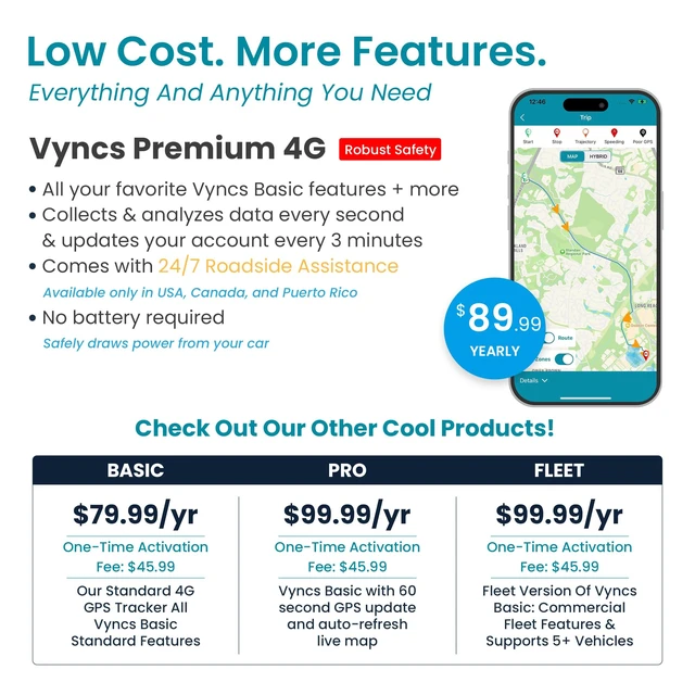 Alt view image 2 of 7 - Premium: No Monthly Fees GPS Tracker OBD 4G LTE Tracking Device for Cars Vehicle Trips Teen Driver Safety Roadside Assistance VPOBDGPS1