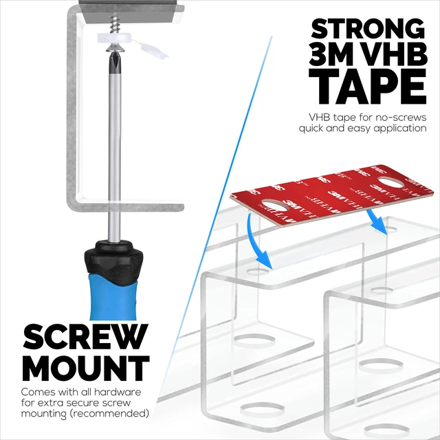 Alt view image 3 of 7 - Transparent Under Desk Laptop Holder Mount with Adhesive & Screw in, Devices Upto 1.8" Thick for Laptops, Macbooks, Surface, Cable Box, Routers, Keyboard, Modems, Network Switch & More