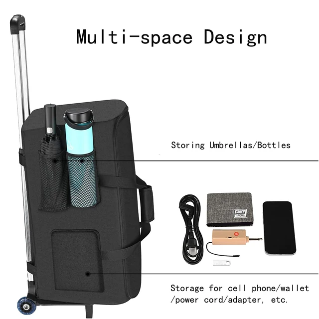 Alt view image 5 of 7 - Travel Case for Party-Box Club 120 Speaker, Padded Canvas ABS Shock-absorbent padded with multi pockets, safely stores Party-Box Club 120 speaker & accessories for outdoor events