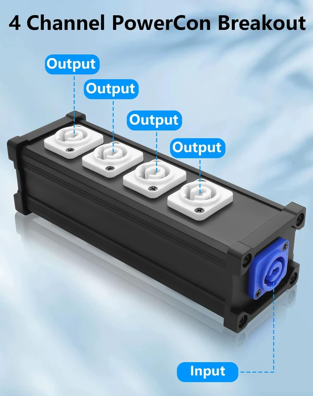 Alt view image 2 of 7 - 4 Channel Multi PowerCon Power Cable Breakout for Stage Lights, LED Screens, Moving Heads & Pro Audio and More