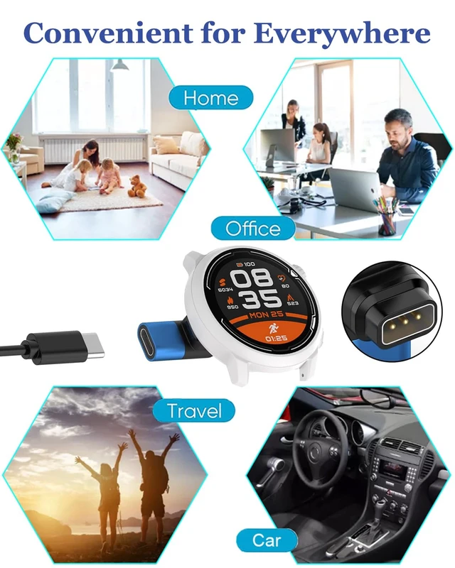 Alt view image 5 of 5 - Portable Charger for Coros Pace 3/Pace 2/Apex 2/Vertix Smartwatch, USB C to Coros Watch Charging Cable Adapter (2Pack)