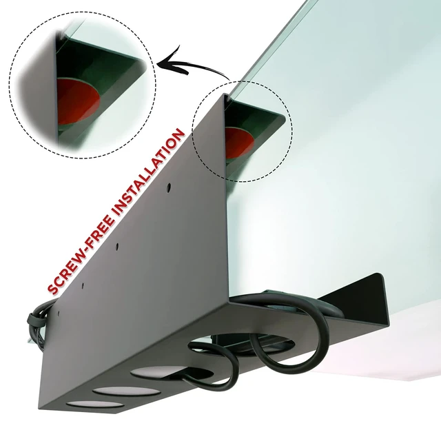 Alt view image 3 of 7 - Under Desk Cable Management Tray - No Drill Organizer for Glass Desk. Perfect Standing Cable Management Rack (Black Wire Tray - Single 17'')
