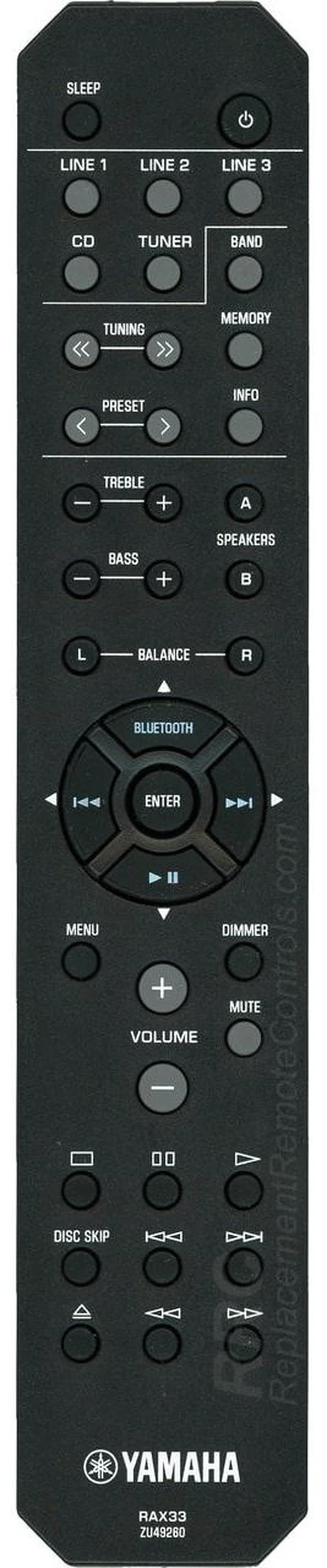Main image of RAX33 Audio/Video Receiver Remote Control for R-S202, R-S202BL (ZU49260)