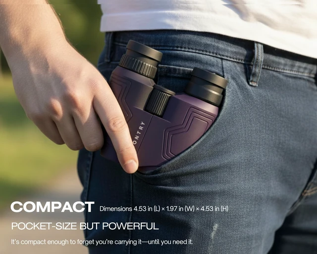 Alt view image 2 of 7 - Compact Travel Binoculars for Adults and Kids (Purple) Easy Focus, Close Focus, Steady Viewing, Bird Watching, Cruise Ship, Sporting Events, Road Trips