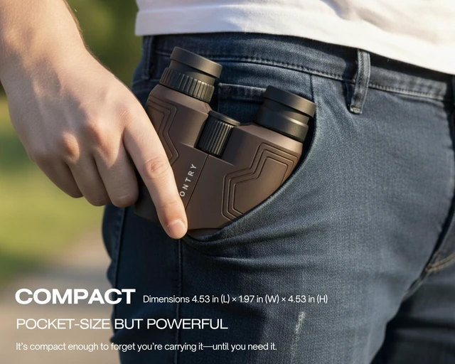 Alt view image 3 of 7 - Compact Travel Binoculars for Adults and Kids (Brown) Easy Focus, Close Focus, Steady Viewing, Bird Watching, Cruise Ship, Sporting Events, Road Trips