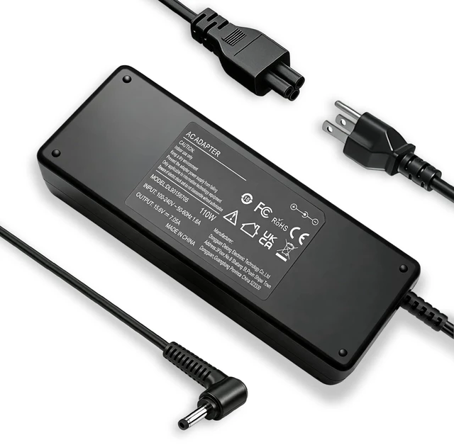 Main image of 110W 15.6V Charger for Panasonic Toughbook CF-33 CF-54 FZ-55 CF-19 Laptops Output 15.6V 7.05A, compatible with CF-53/CF-52R/CF-D1/M1/M2 and part number CF-AA5713A, rugged laptop power supply adapter