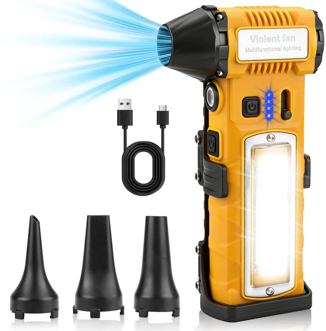 Main image of 130000RPM Compressed Air Duster, Rechargeable Electric Air Duster 2-Gear Adjustable Mini Blower, Electric Air Blower with LED Light, Dust Blower for Keyboard, PC Vents, Car Interiors