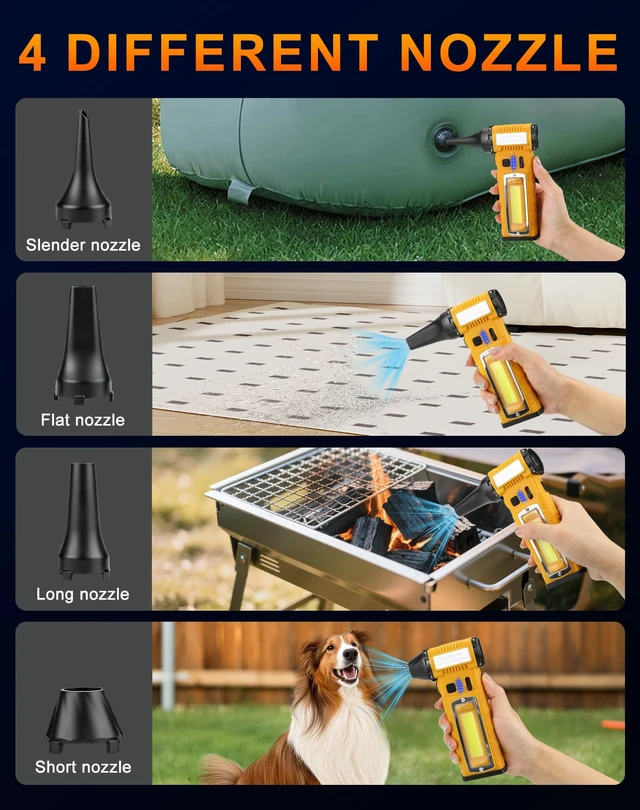 Alt view image 7 of 7 - 130000RPM Compressed Air Duster, Rechargeable Electric Air Duster 2-Gear Adjustable Mini Blower, Electric Air Blower with LED Light, Dust Blower for Keyboard, PC Vents, Car Interiors