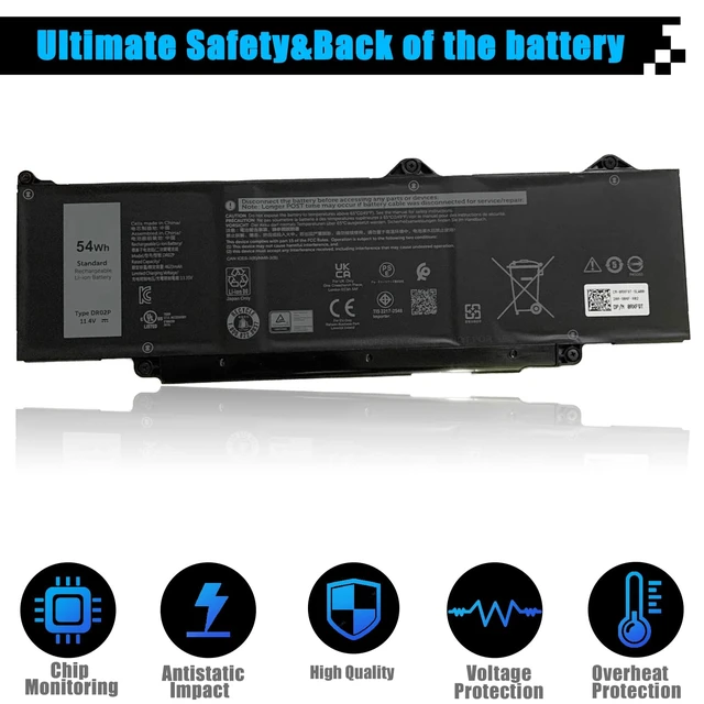 Alt view image 4 of 7 - DR02P Laptop Battery Replacement for Dell Latitude 3340 3440 3540 5340 5350 5440 5540 Latitude 3340 5340 5350 2-in-1 Precision 3480 3580 Series R73TC 2X1V9 GTG7N GRWKG KDM9P 0V042N 09HKT5 54Wh