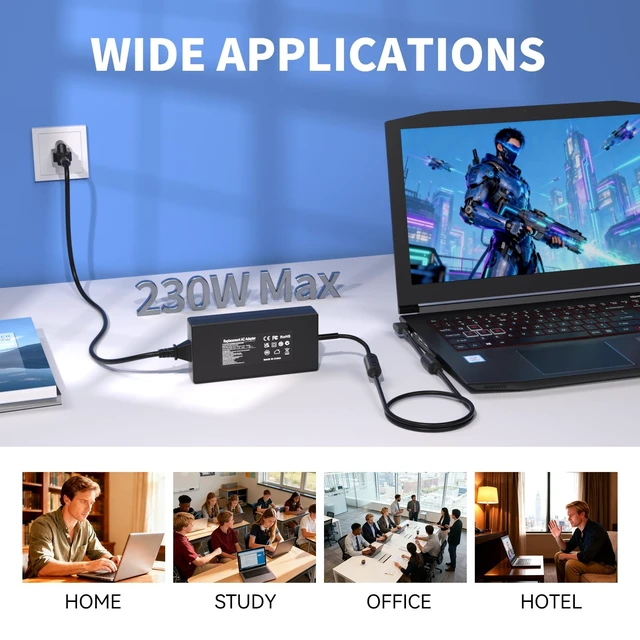 Alt view image 7 of 7 - 19.5V 11.8A 230W Laptop Charger for Acer Nitro 14 16 17 14 Predator Helios Compatible with Acer Nitro 5 16 17 14 Predator Helios 300 PH315-53 54 55 AN16-51 Predator Triton 300 500 Aspire 7 A715-41G