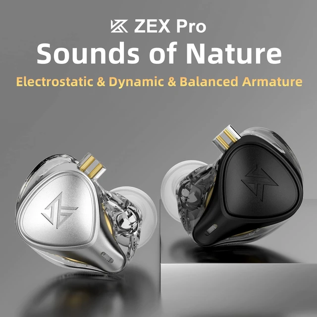 Alt view image 2 of 7 - ZEX Pro Triple Hybrid Driver HiFi in Ear Earphone KZ ZEXPro IEMs Earbuds with Detachable 0.75mm 2Pin Silver-Plated Cable (Pearl, with Mic)