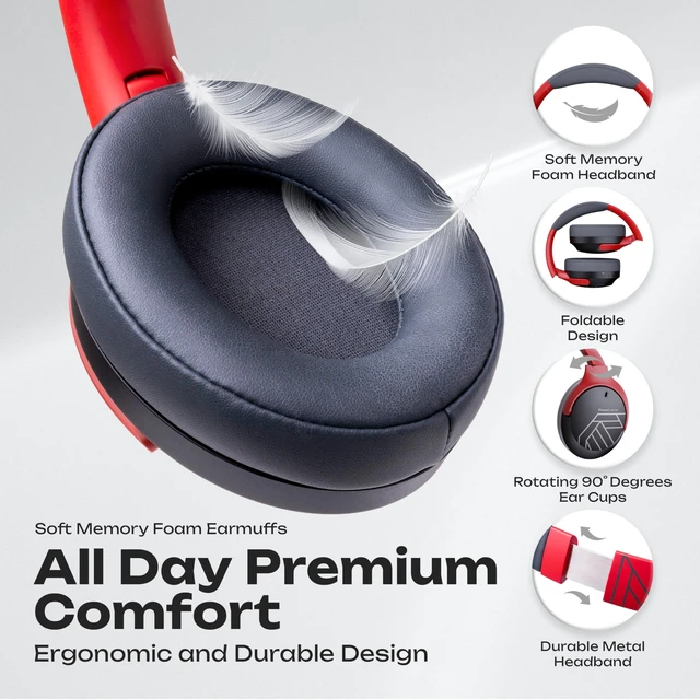 Alt view image 3 of 7 - Bluetooth Headphones Over Ear, 60H Playtime, Foldable Wireless Headphones with Mic, 4 EQ Modes, Hi-Fi Stereo, Soft Foam Earmuffs, Lightweight, Fast Charging for Travel Work Phone