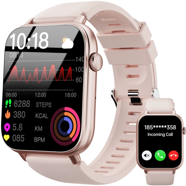 Main image of Smart Watch for Women Ladies, 1.83" HD Touch Screen Fitness Tracker with Answer/Make Call, 100+ Sport Modes, 24/7 Heart Rate/Sleep/SpO2 Monitor, IP68 Waterproof Smartwatch for Android iOS (Pink)