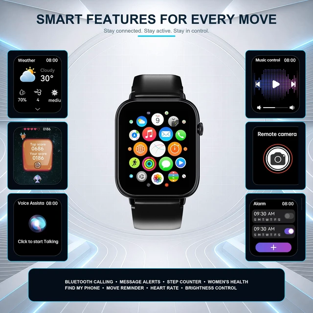Alt view image 5 of 7 - Smart Watch for Men Women, 1.83" HD Touch Screen Fitness Tracker with Answer/Make Calls, 100+ Sport Modes, 24/7 Heart Rate/Sleep/SpO2 Monitor, IP68 Waterproof Smartwatch for Phone Android iOS (Black)