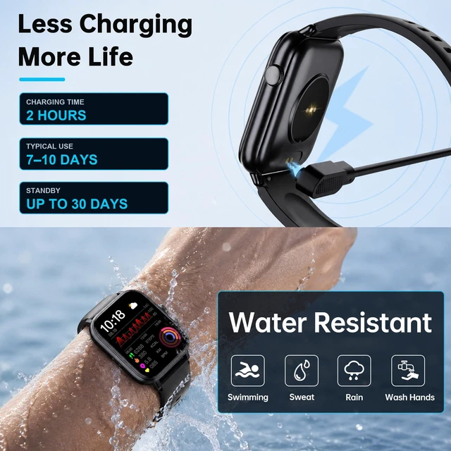 Alt view image 7 of 7 - Smart Watch for Men Women, 1.83" HD Touch Screen Fitness Tracker with Answer/Make Calls, 100+ Sport Modes, 24/7 Heart Rate/Sleep/SpO2 Monitor, IP68 Waterproof Smartwatch for Phone Android iOS (Black)